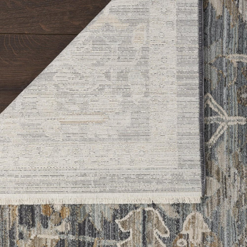 9' X 11' Gray And Beige Floral Area Rug