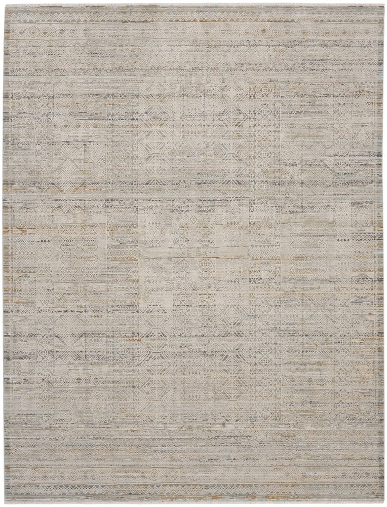 9' X 11' Beige Abstract Area Rug