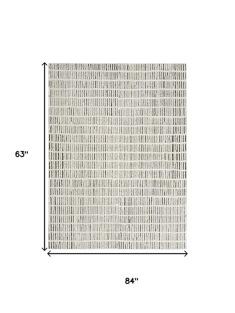 5' X 7' Ivory and Black Geometric Area Rug