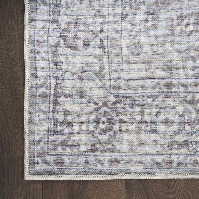 4' X 6' Ivory And Blue Floral Distressed Area Rug
