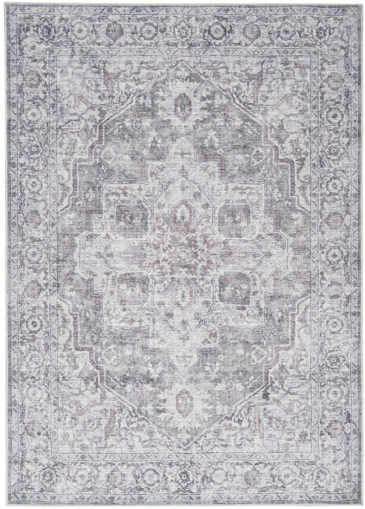 4' X 6' Ivory And Blue Floral Distressed Area Rug
