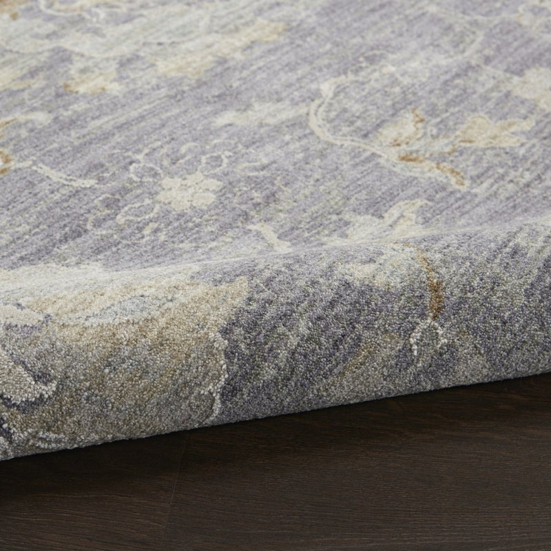 4' X 6' Gray And Charcoal Floral Area Rug