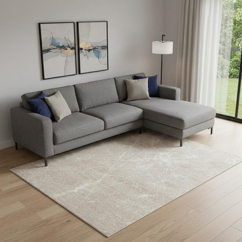 8' X 10' Ivory And Brown Abstract Area Rug