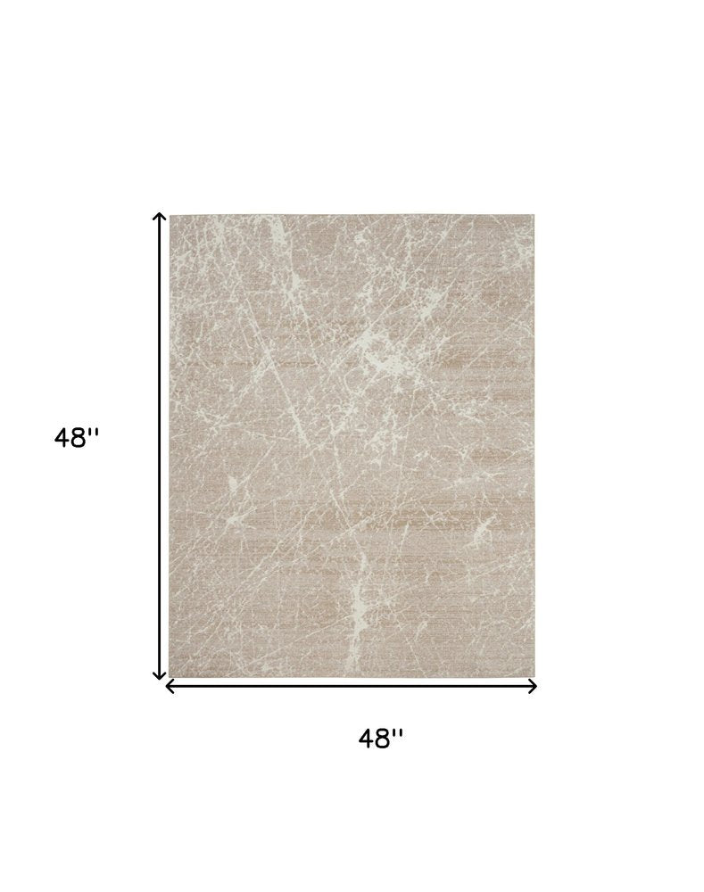 8' X 10' Ivory And Brown Abstract Area Rug
