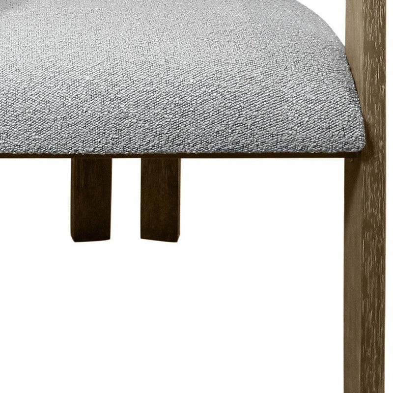 Burnt Orange and Brown Upholstered Boucle Open Back Dining Arm Chair