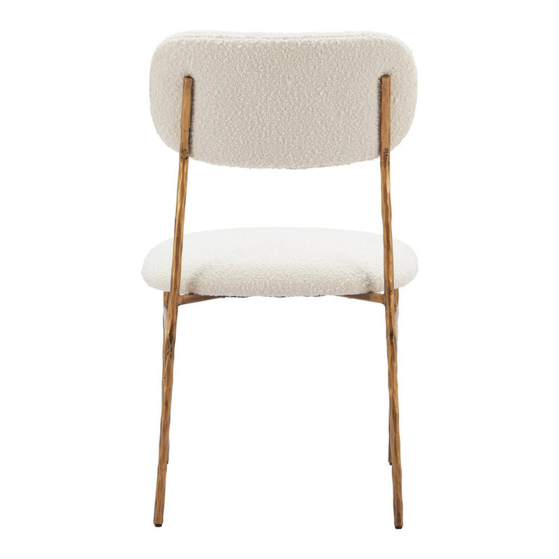 Cream And Gold Upholstery And Steel Open Back Dining Side Chair