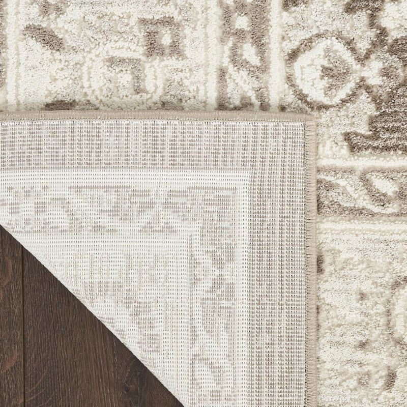 6' X 9' Ivory Brown And Gray Floral Distressed Non Skid Area Rug
