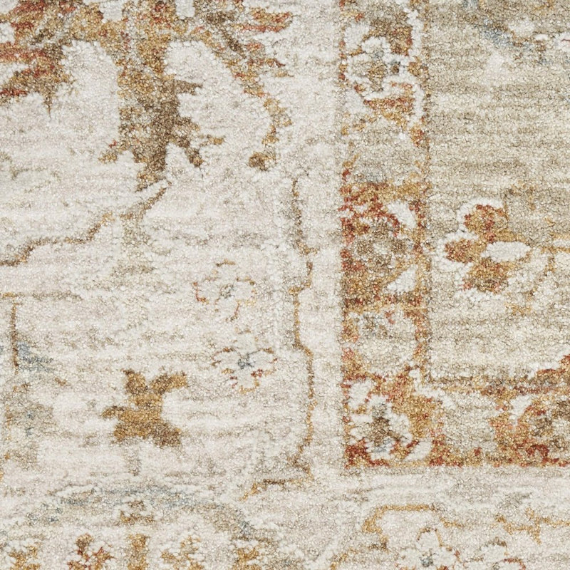 8' X 10' Green Floral Power Loom Distressed Area Rug With Fringe