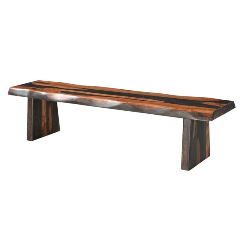 75" Dark Brown Wood And Solid Wood Live Edge Dining Bench