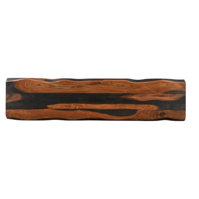 75" Dark Brown Wood And Solid Wood Live Edge Dining Bench