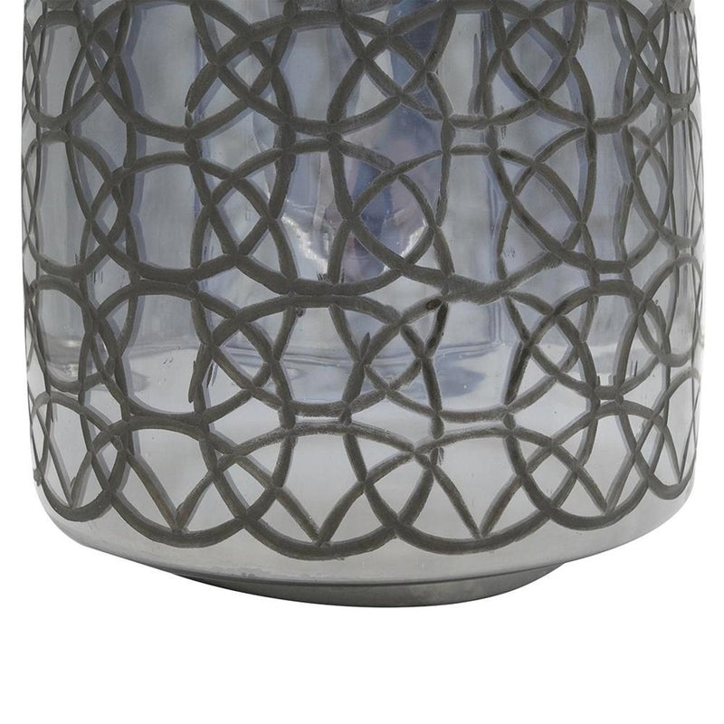 12" Dark Gray Geometric Round Glass Table Vase