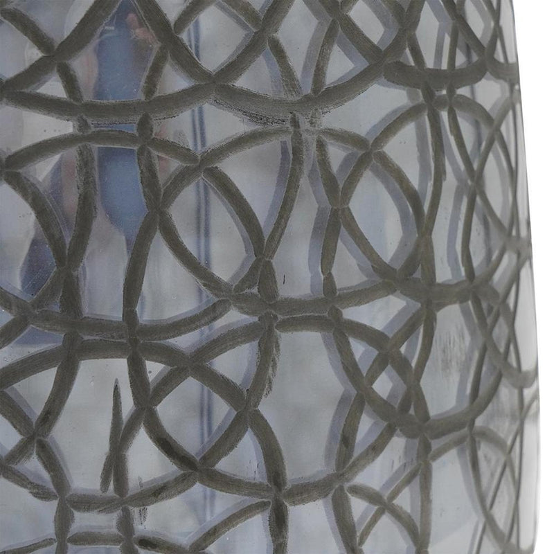 12" Dark Gray Geometric Round Glass Table Vase