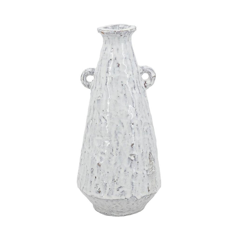 12" White Terracotta Tapered Jug Vase