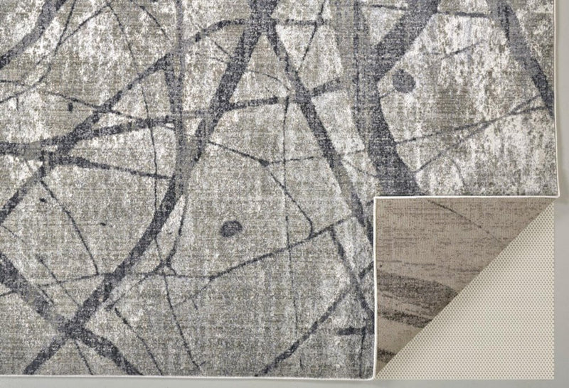8' X 10' Gray and Ivory Abstract Power Loom Area Rug