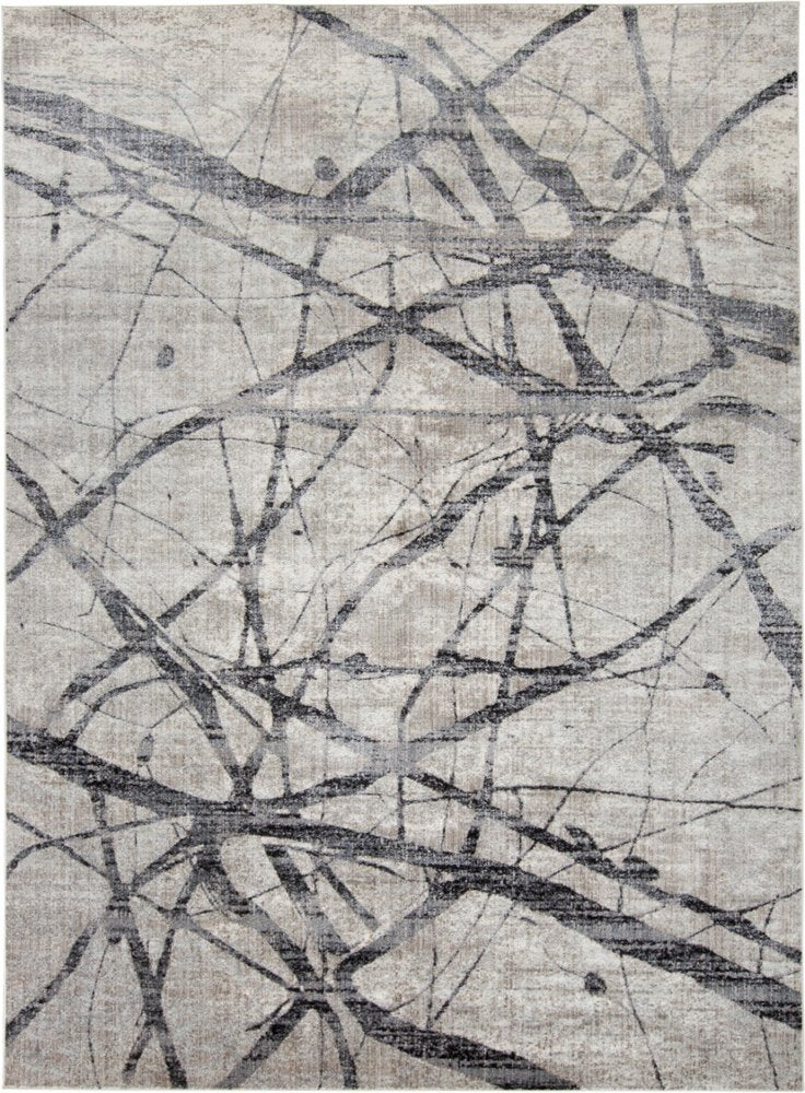 8' X 10' Gray and Ivory Abstract Power Loom Area Rug