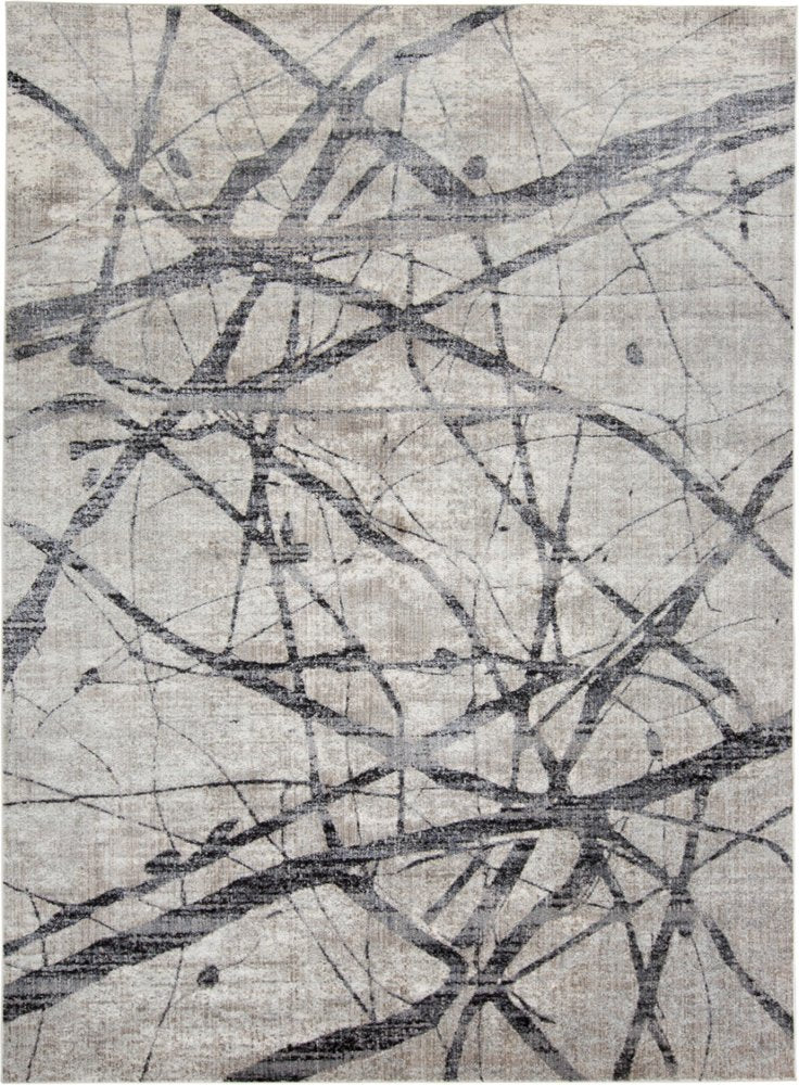 8' X 10' Gray and Ivory Abstract Power Loom Area Rug