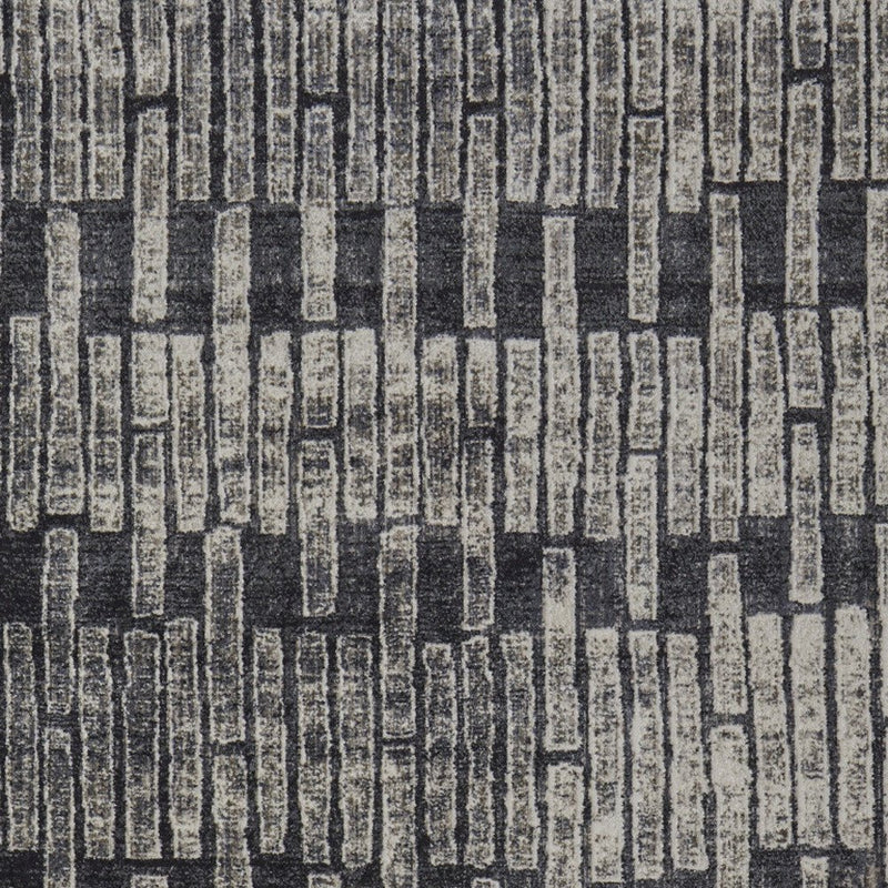 4' X 6' Gray and Black Geometric Power Loom Worn Faded Area Rug