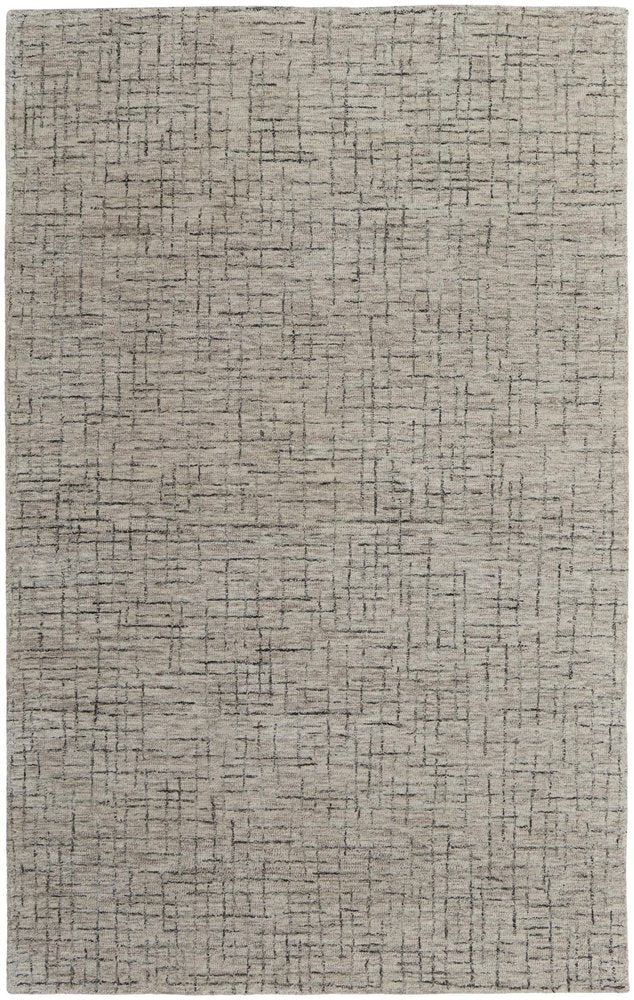 5' X 8' Ivory and Gray Wool Hand Tufted Distressed Area Rug