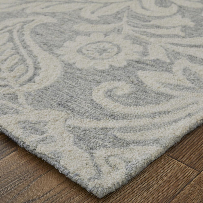 10' X 14' Blue and Ivory Wool Oriental Hand Tufted Area Rug