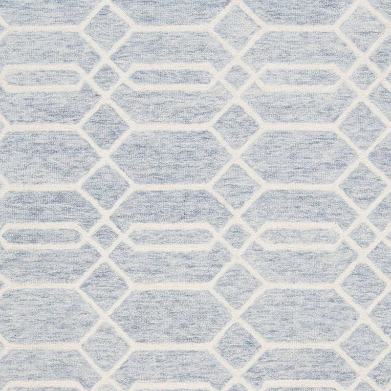 12' X 15' Blue And Ivory Wool Geometric Hand Tufted Area Rug