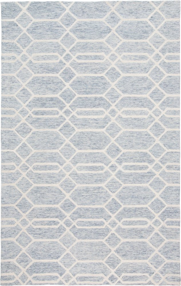 12' X 15' Blue And Ivory Wool Geometric Hand Tufted Area Rug