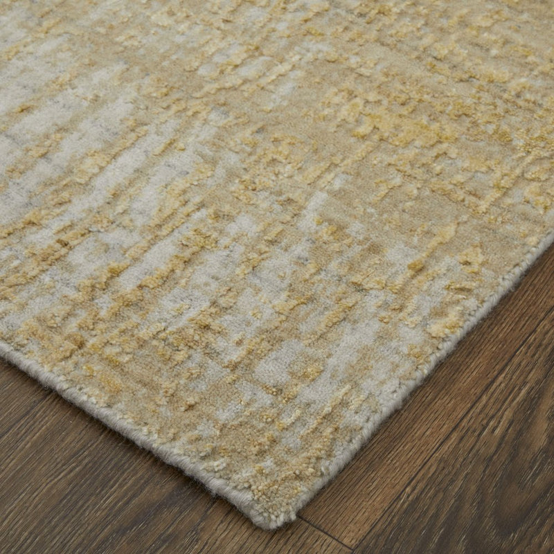 3' X 5' Yellow and Ivory Abstract Hand Woven Area Rug