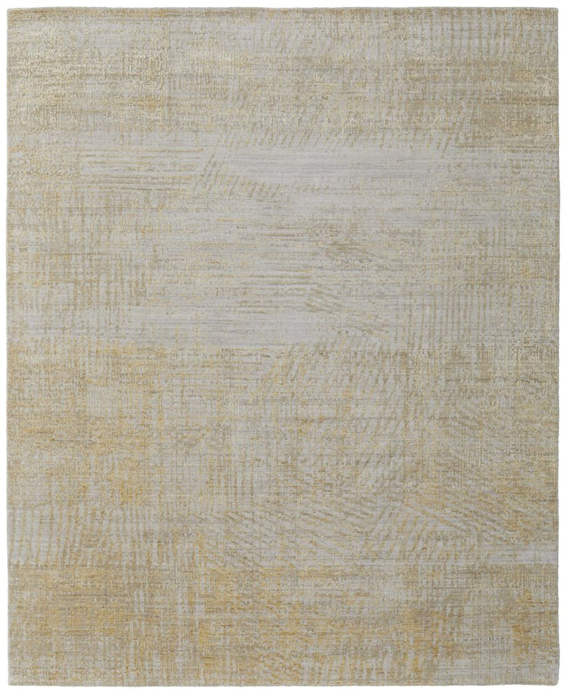 3' X 5' Yellow and Ivory Abstract Hand Woven Area Rug