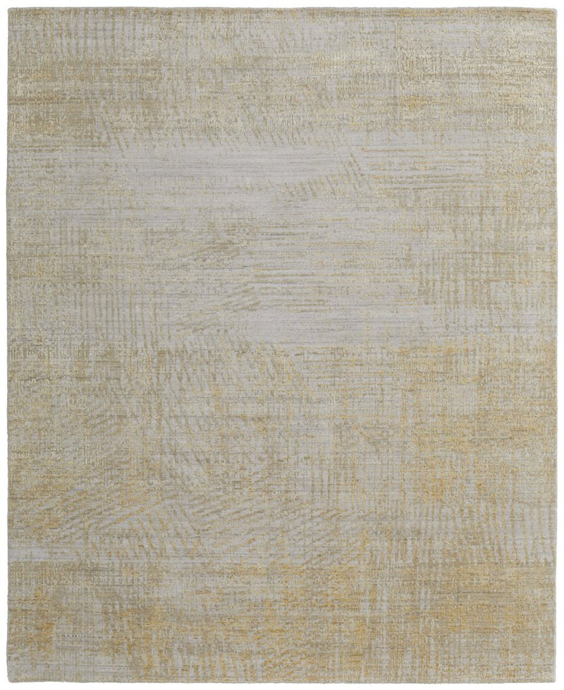 3' X 5' Yellow and Ivory Abstract Hand Woven Area Rug