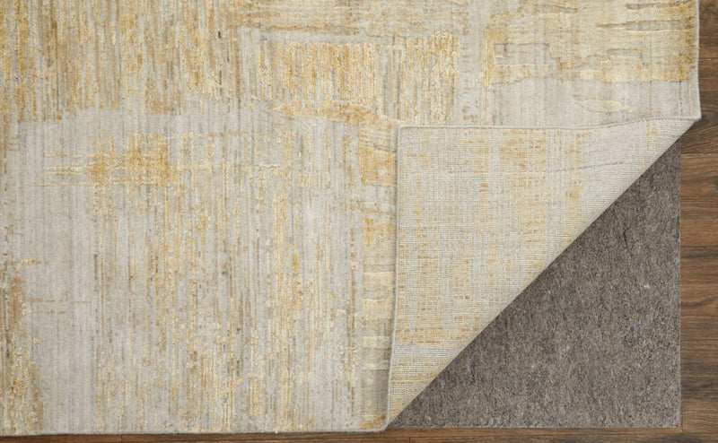 3' X 5' Yellow and Ivory Abstract Hand Woven Area Rug