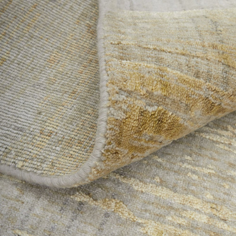 3' X 5' Yellow and Ivory Abstract Hand Woven Area Rug
