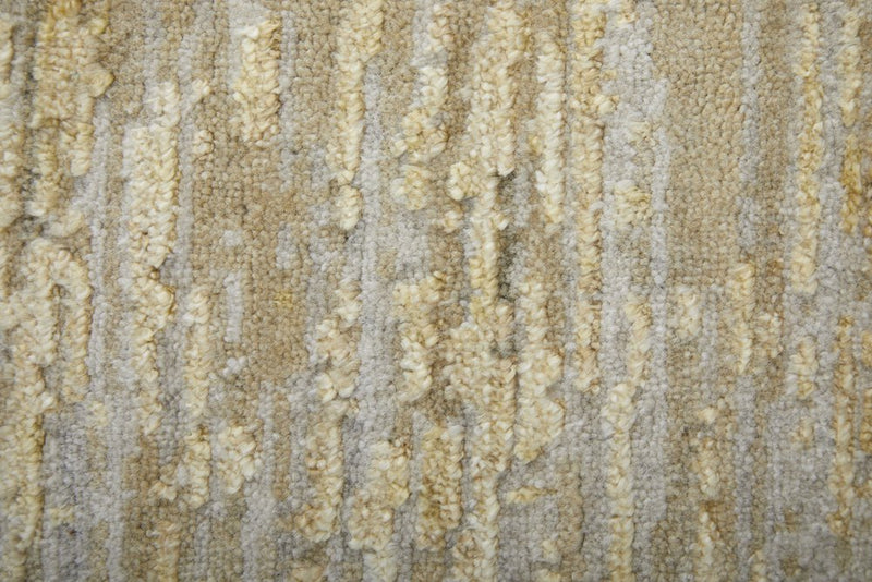 3' X 5' Yellow and Ivory Abstract Hand Woven Area Rug