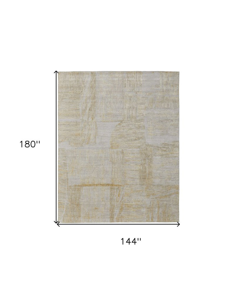 3' X 5' Yellow and Ivory Abstract Hand Woven Area Rug