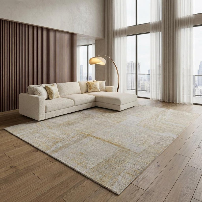 3' X 5' Yellow and Ivory Abstract Hand Woven Area Rug
