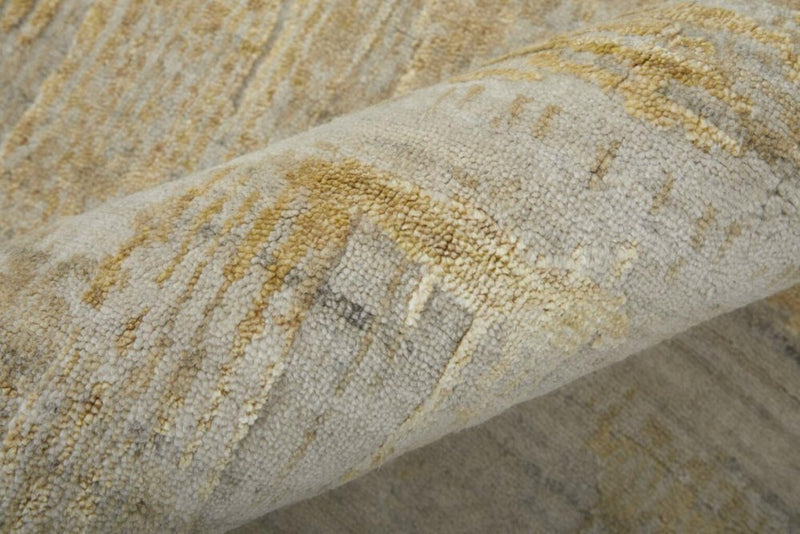 3' X 5' Yellow and Ivory Abstract Hand Woven Area Rug