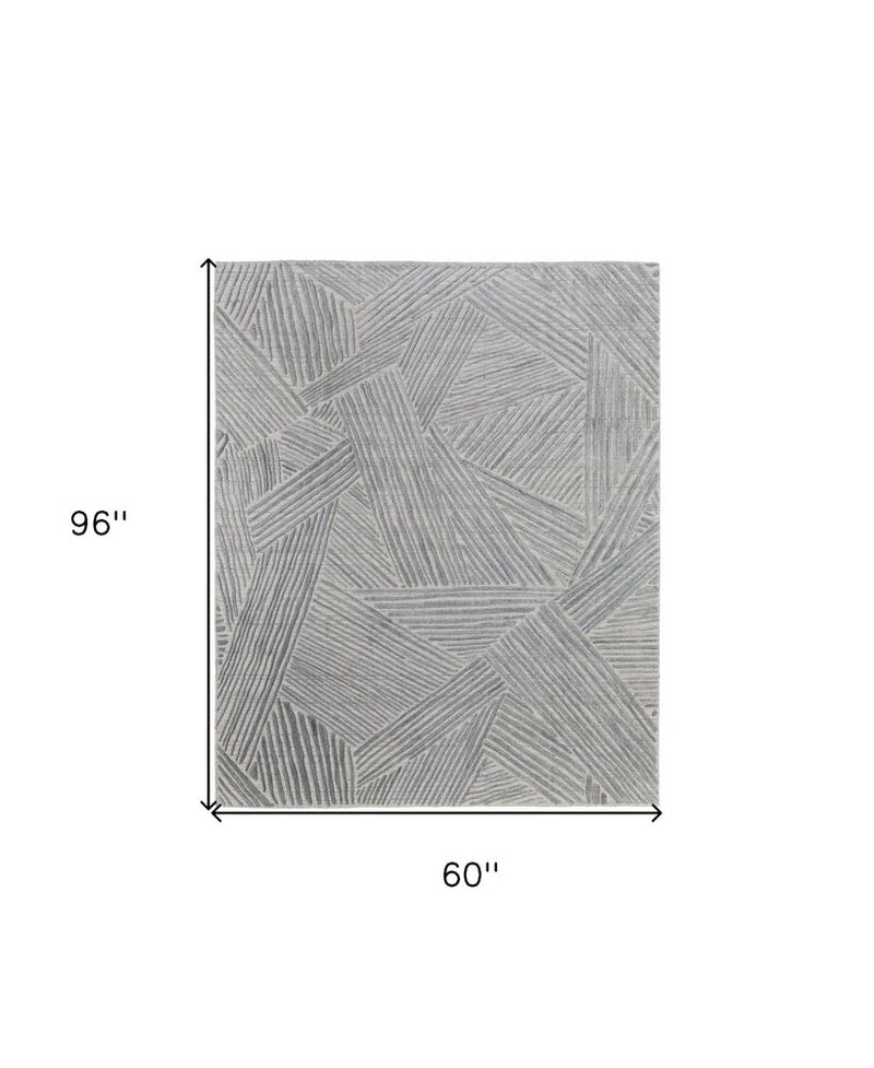 8' X 10' Green and Ivory Abstract Hand Woven Area Rug