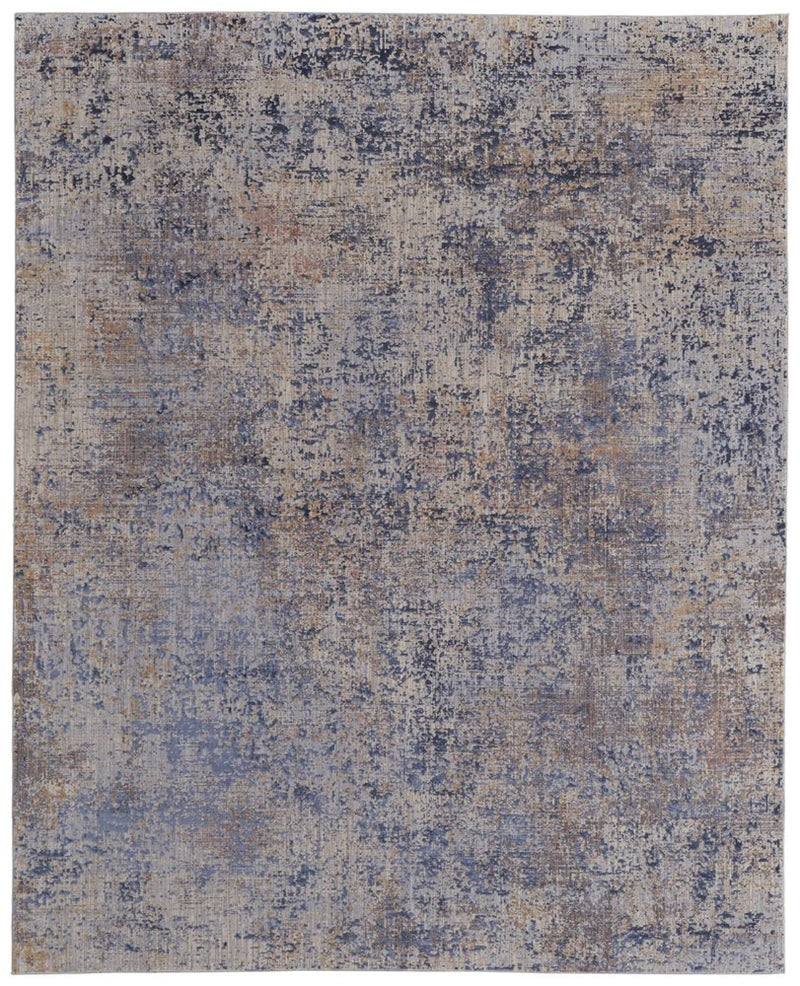 5' X 8' Blue Brown and Tan Abstract Power Loom Area Rug