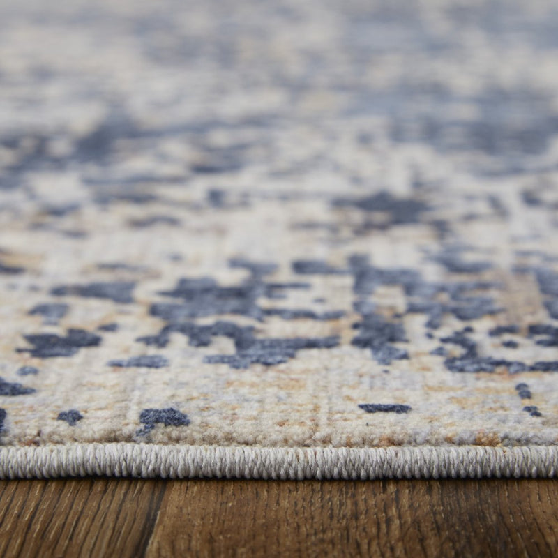 5' X 8' Blue Brown and Tan Abstract Power Loom Area Rug