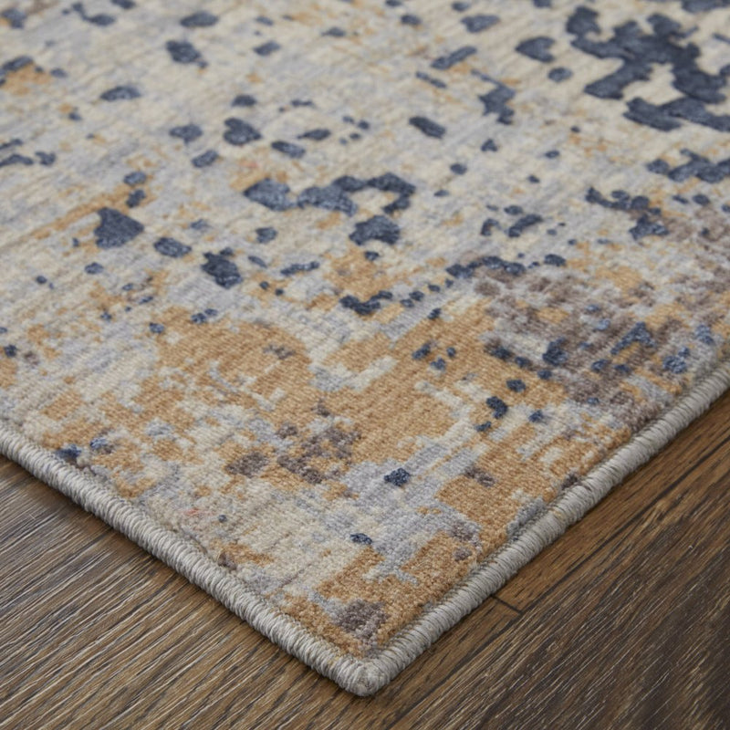5' X 8' Blue Brown and Tan Abstract Power Loom Area Rug