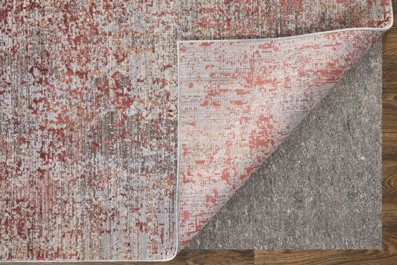 5' X 8' Red Gray And Pink Abstract Area Rug