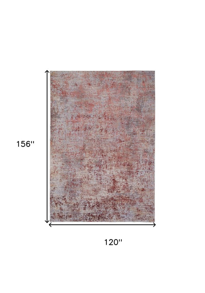 5' X 8' Red Gray And Pink Abstract Area Rug