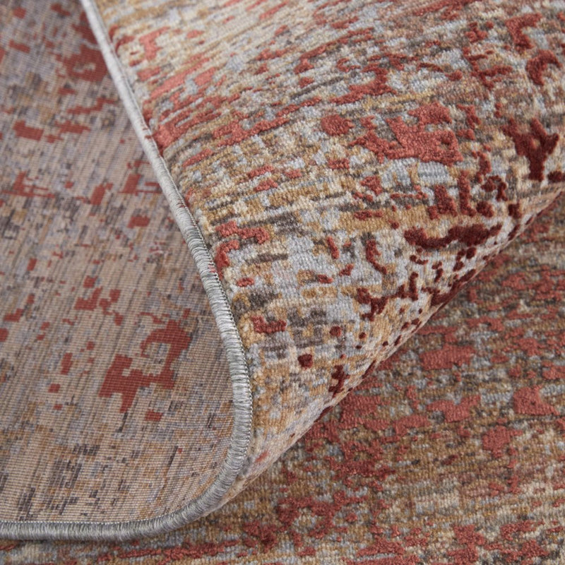 5' X 8' Red Gray And Pink Abstract Area Rug