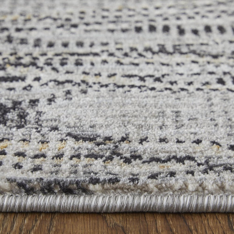 5' X 8' Gray Ivory and Tan Abstract Power Loom Area Rug
