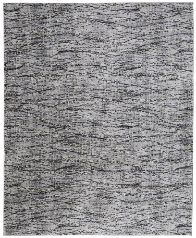 5' X 8' Gray Ivory and Tan Abstract Power Loom Area Rug