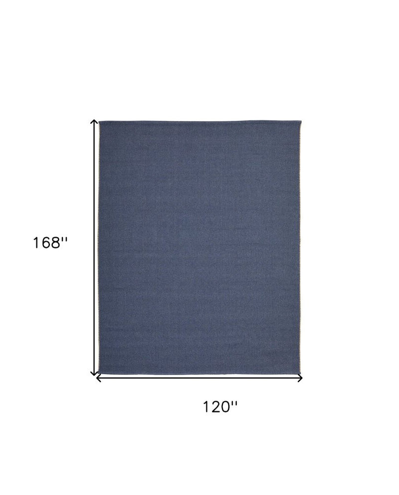 8' X 10' Blue Hand Woven Area Rug