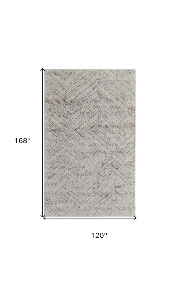 4' X 6' Ivory and Brown Geometric Power Loom Area Rug