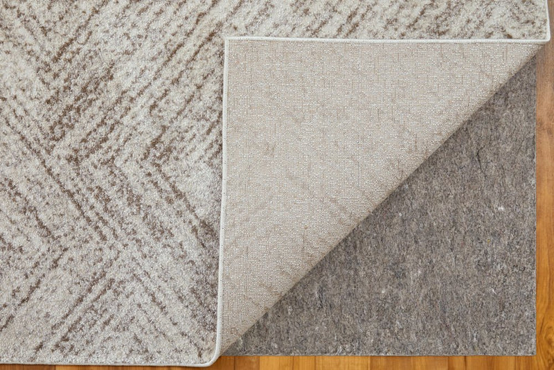 4' X 6' Ivory and Brown Geometric Power Loom Area Rug
