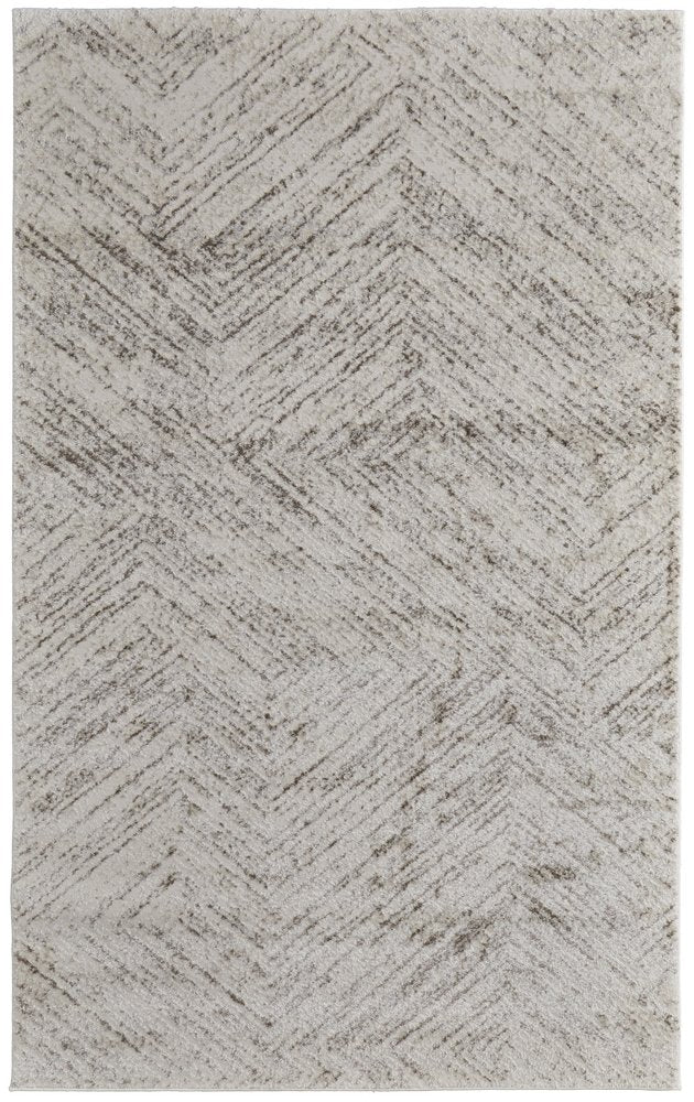 4' X 6' Ivory and Brown Geometric Power Loom Area Rug