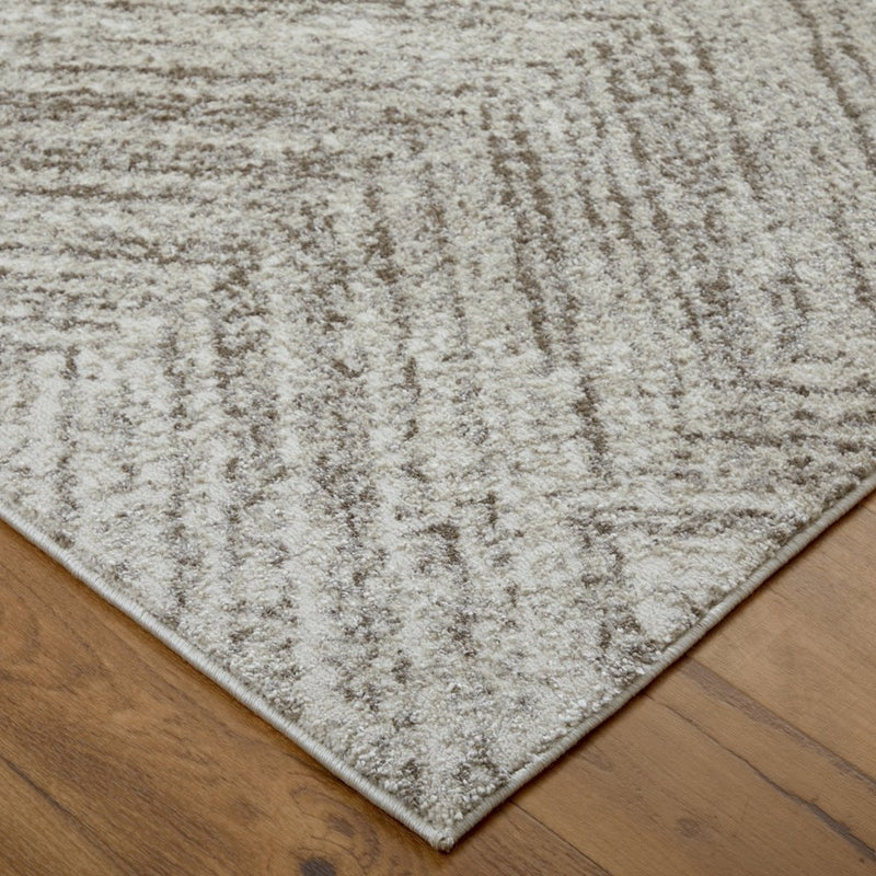 4' X 6' Ivory and Brown Geometric Power Loom Area Rug