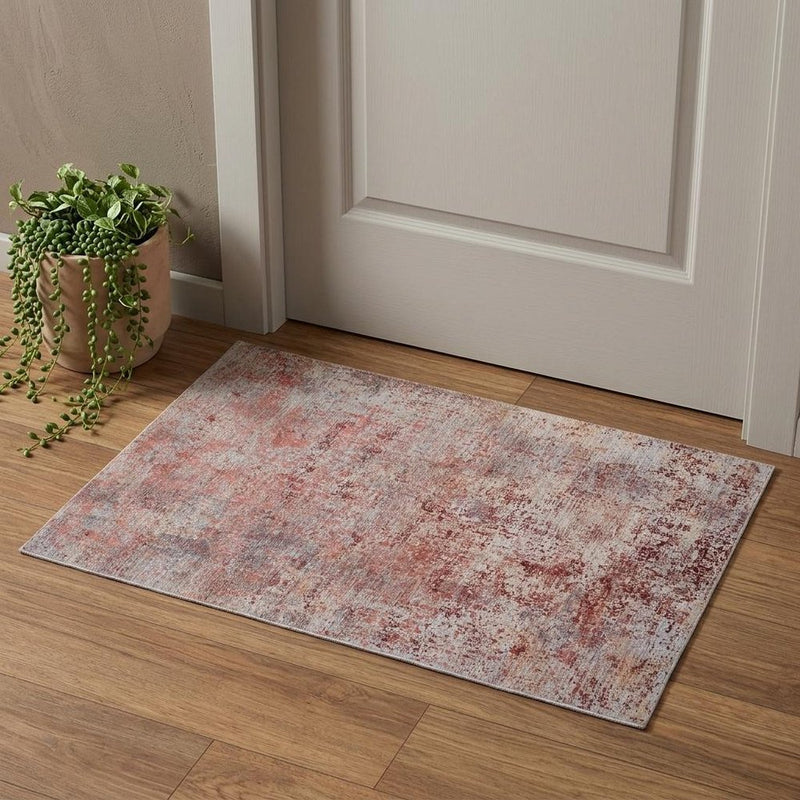 5' X 8' Red Gray And Pink Abstract Area Rug