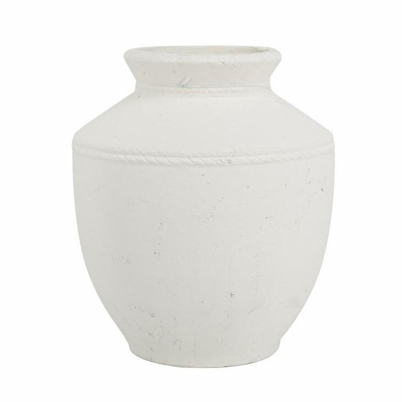 16" White Terracotta Round Jug Vase